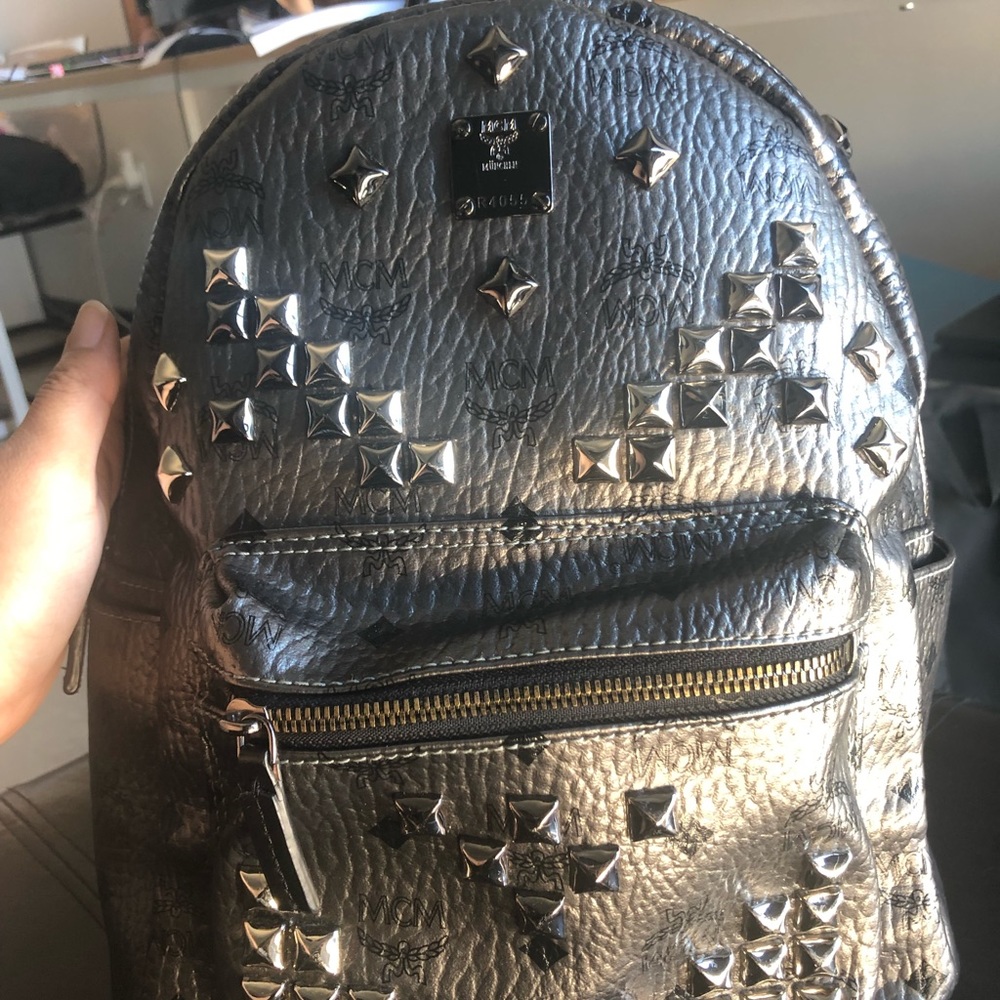 MCM Pewter studded backpack